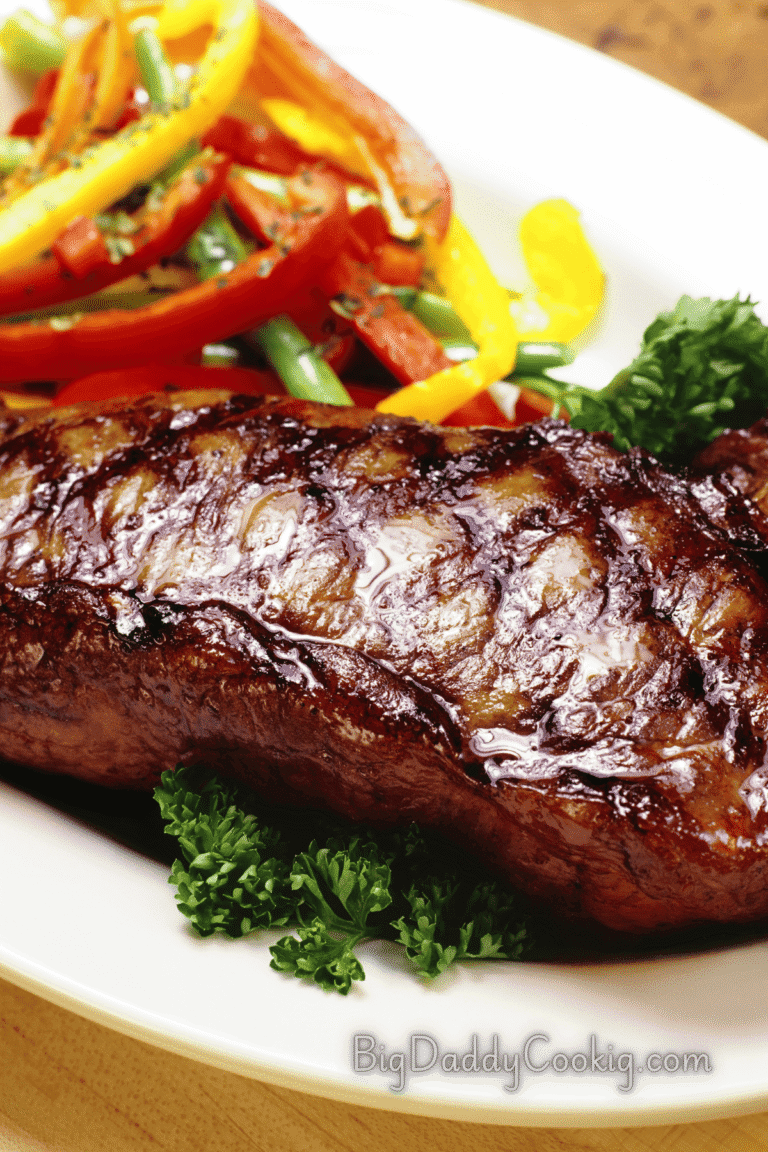 Butter-Bathed New York Strip Steak Recipe with Garlic Herb Butter