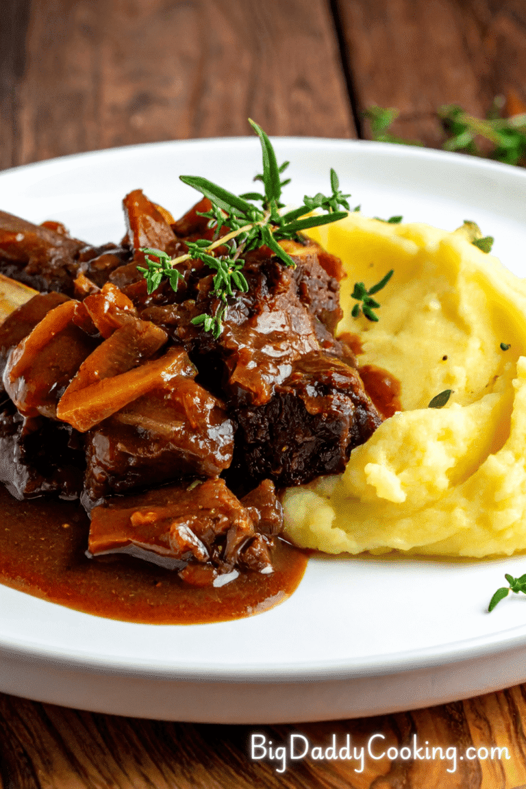 Red Wine Braised Short Ribs Recipe with Truffle Mash