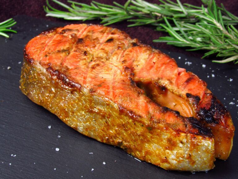 Simple Grilled Salmon Cutlets with Anchovy or Caper Sauce